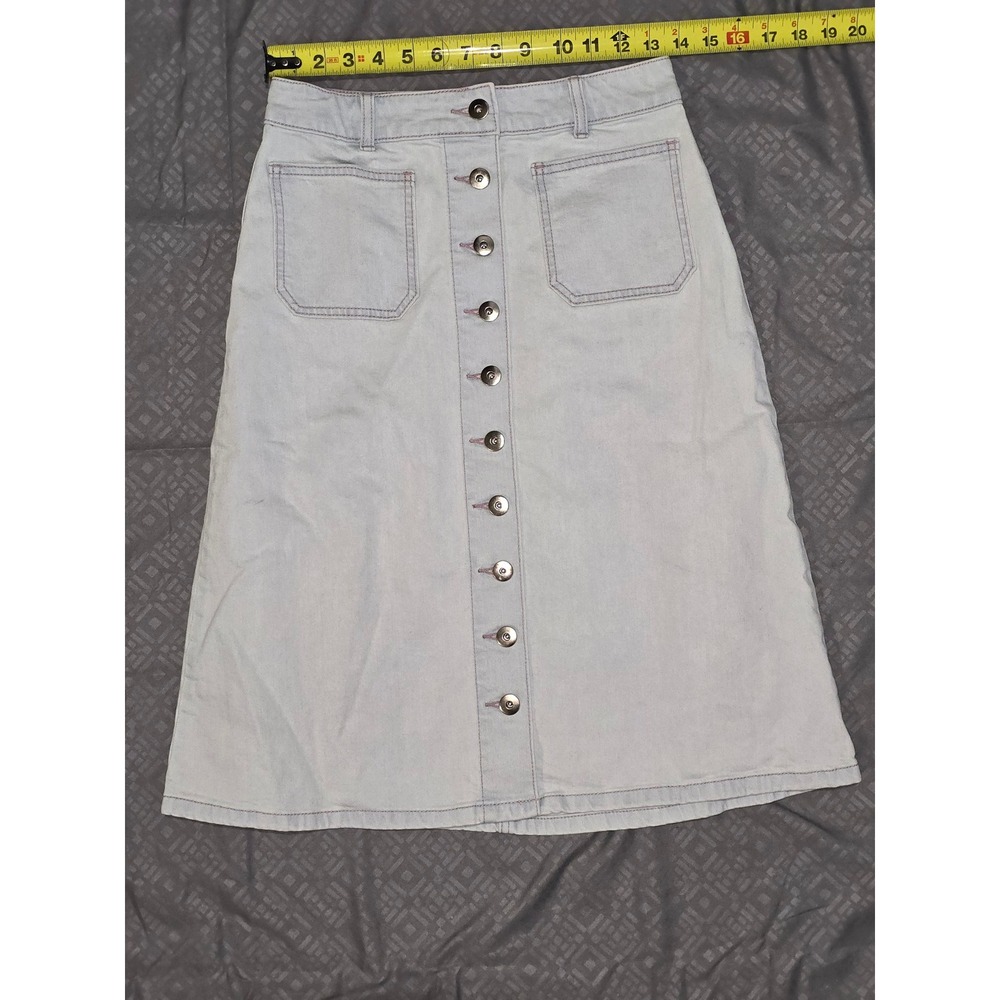 NWOT Kate Spade Denim Button Front A-Line Midi Skirt Light‎ Wash Size 4